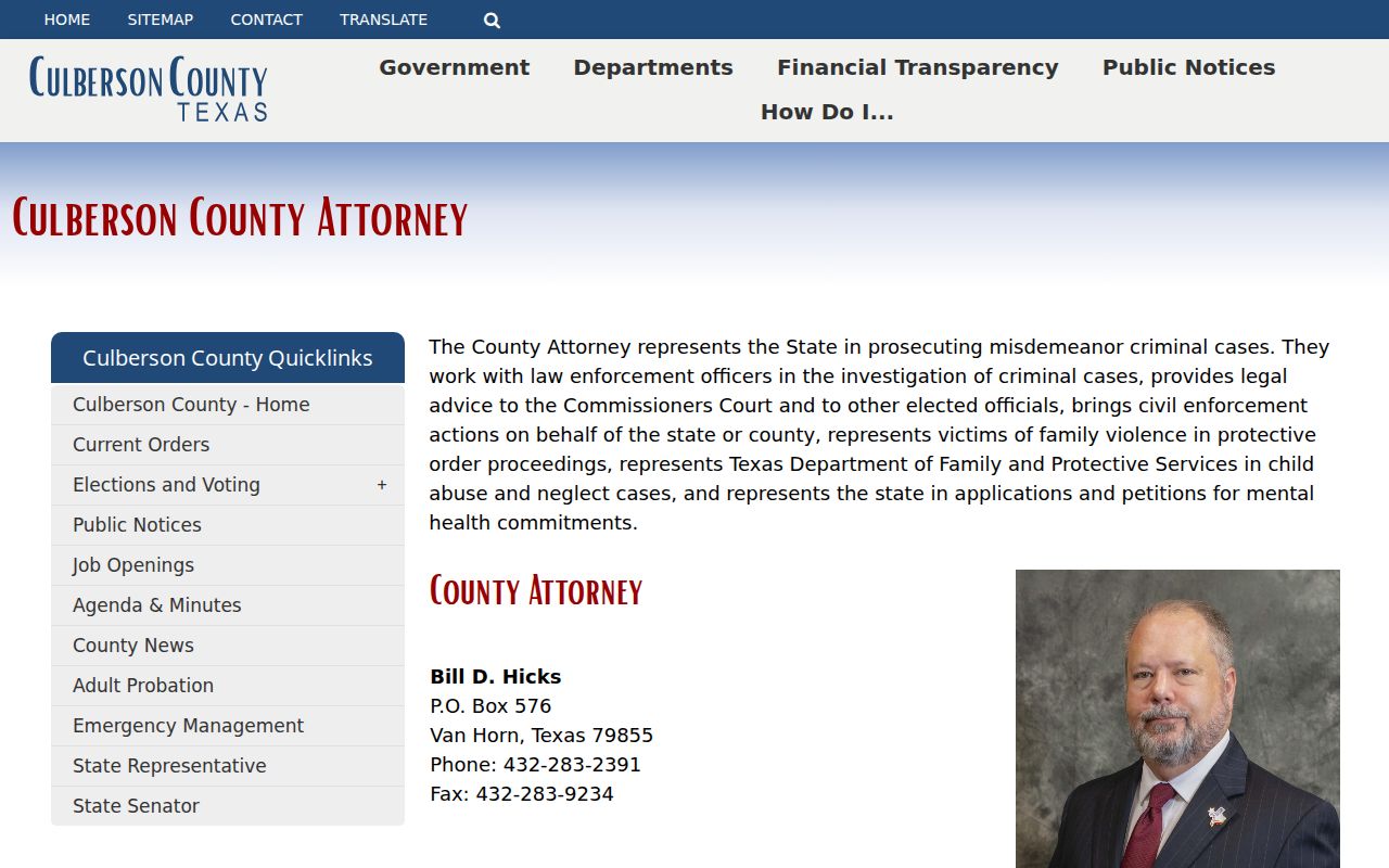 Culberson County criminal misdemeanor prosecutor records information