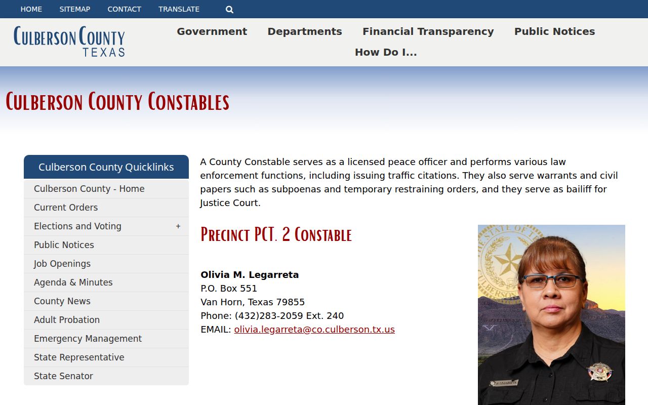 Culberson County court case process and constable offices