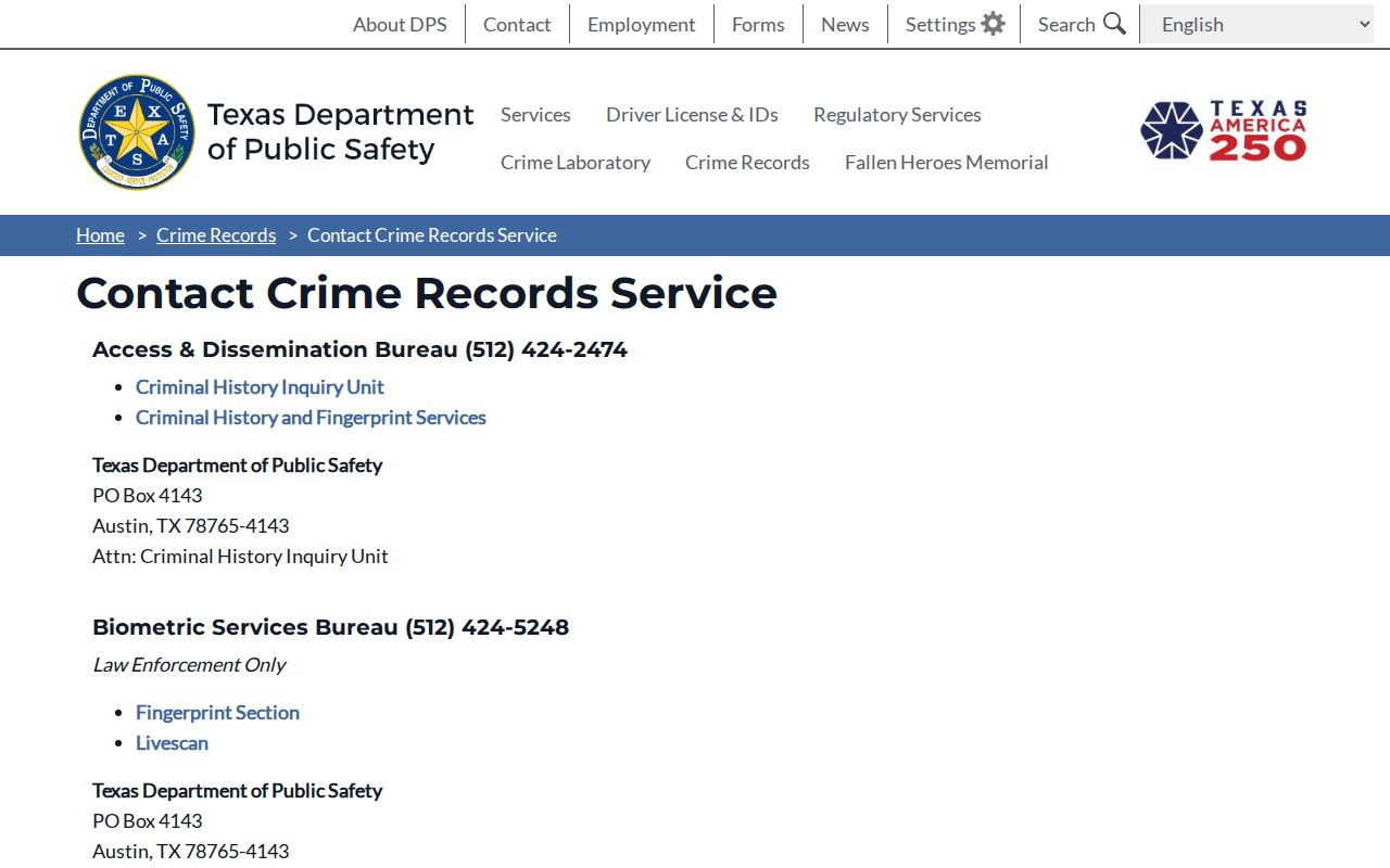 DPS contact route for Culberson County sex offender registry records